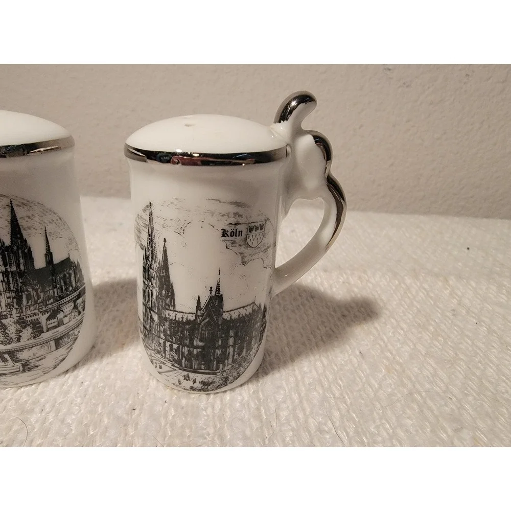 Vintage German Koln Koln A. Rhein Souvenir Stein Shaped Salt Pepper Shakers 2 In